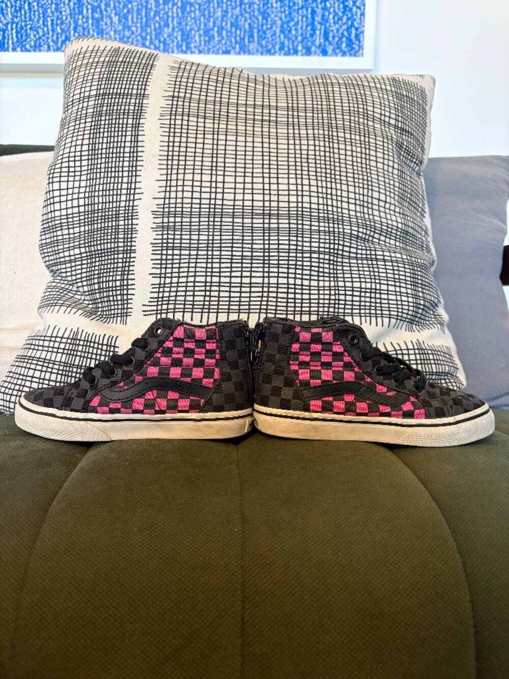 Vans Sk8 Hi Zip Checkerboard Carmine Rose Kids Shoes